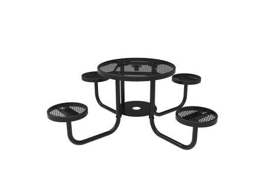 Diamond Pattern Round Patio Table with Attached Seats 